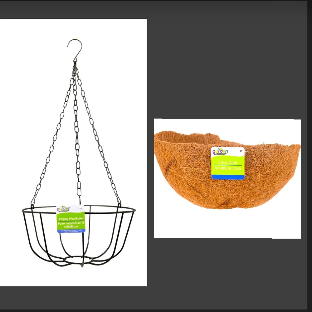 New One Garden Collection Pre-Molded Coco Plant Liner & Hanging Wire 10” Basket